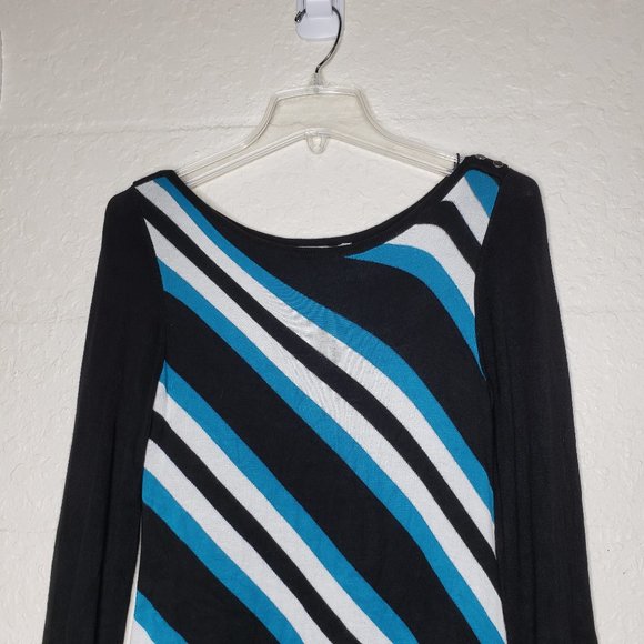 WHBM Black and Blue Asymmetric Hem Sweater Dress S - Picture 10 of 16